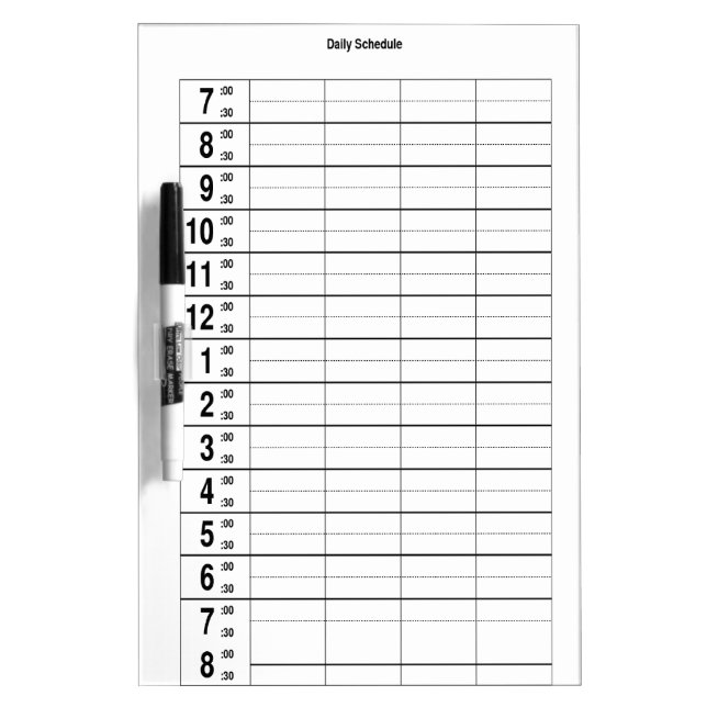 Daily Schedule Planner Dry Erase Board (Front)