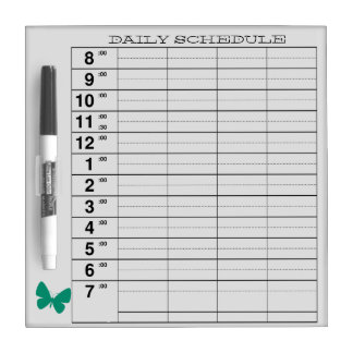 DAILY SCHEDULE with Green Butterfly Dry Erase Board