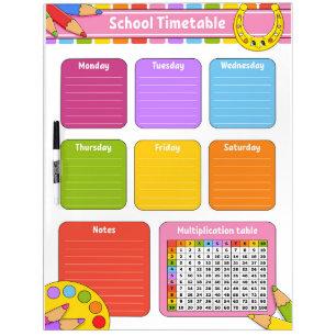 Daily School Planner Dry Erase Board w/Pen holder