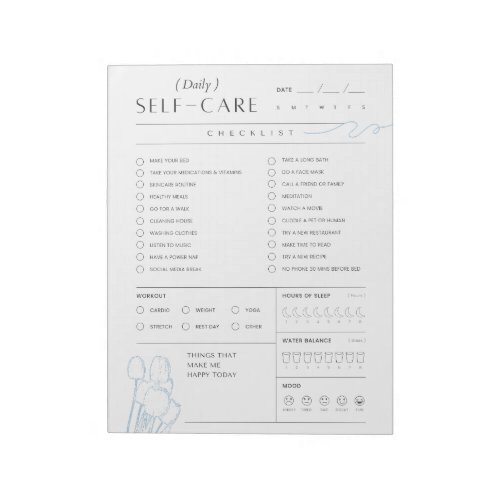 Daily Self_Care Checklist Notepad