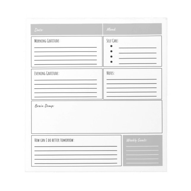 Daily Self Care Journal with Gratitude, Notes (Front)