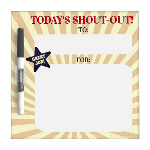 Daily shout out recognition dry erase kudos board