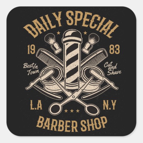 Daily Special Barber Shop Cut And Shave Square Sticker