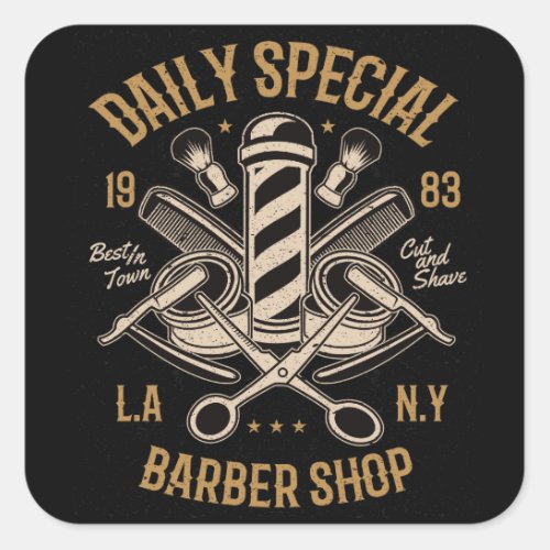 Daily Special Barber Shop LA NY Cut and Shave Square Sticker