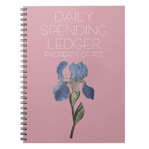 Daily Spending Ledger Blue Iris Financial Notebook
