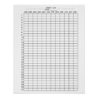 Daily Steps Log Sheets for Months of the Year