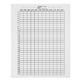Daily Steps Log Sheets for Months of the Year Poster