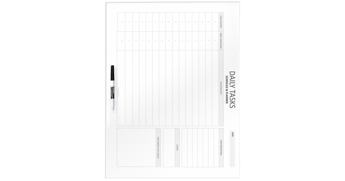 Daily Tasks Dry Erase Board Zazzle