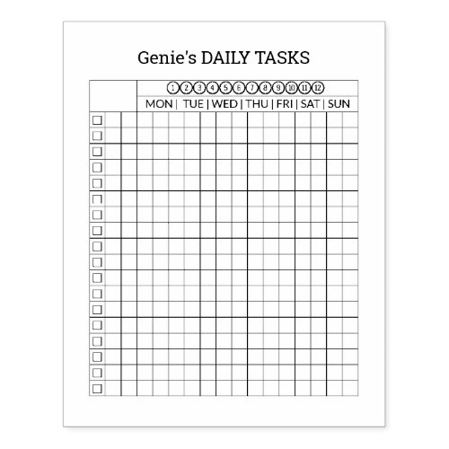 Daily Tasks Grid Planning Rubber Stamp