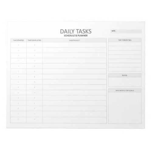 Daily Tasks Note Pad