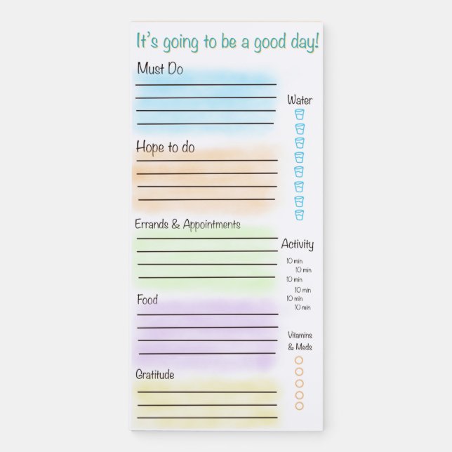 Daily To-Do Checklist and Planner Magnetic Notepad (Front)