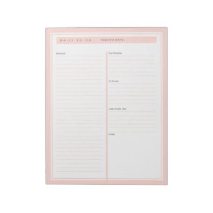 Daily To Do List Blush Notepad