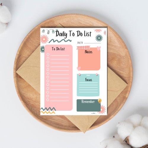 Daily To-Do List Minimalist Planner Organizer  Notepad