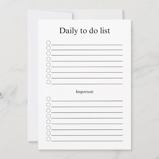 Daily to do list note card (Front)