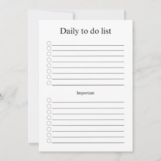 Daily to do list note card