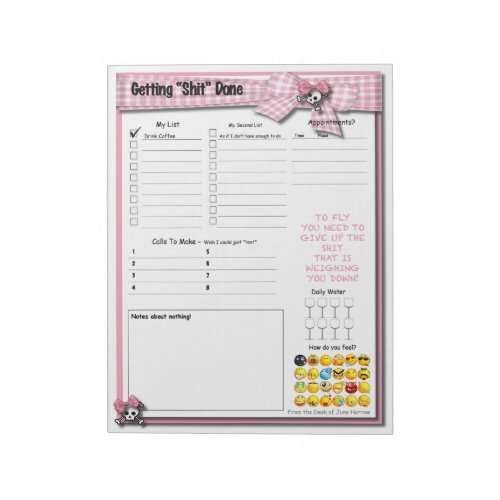 Daily to do list _ Pink Ribbons and skulss Notepad