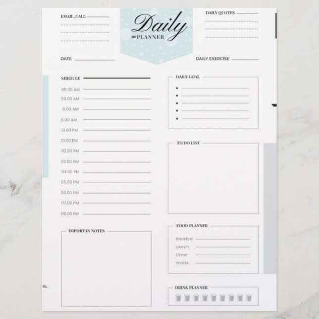 Daily To-Do List Planner Daytimer (Front)