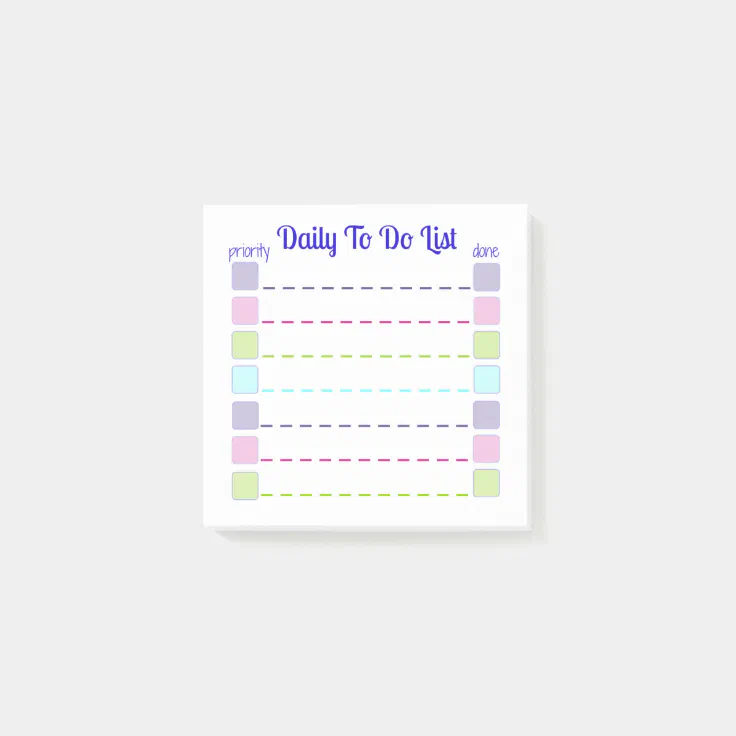 Daily To Do List Sticky Notes Zazzle