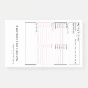 Daily To Do Planner in Pink, White & Black Post-it Notes