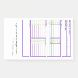 Daily To Do Planner in Purple & Green Post-it Notes