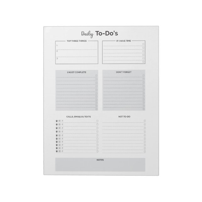 Daily To-Do's Notepad (Rotated)