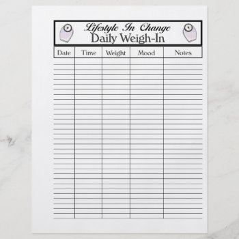Daily Weigh-in Page  For Lifestyle Change Flyer by Lynnes_creations at Zazzle