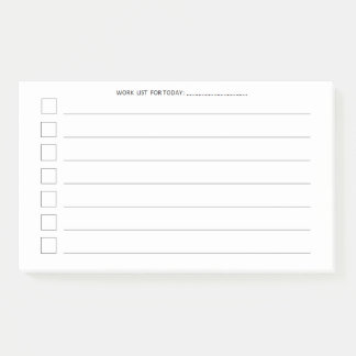 Daily Work List Check Sheet 10x6 Notes
