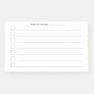 Daily Work List Check Sheet 10x6 Post-it Notes