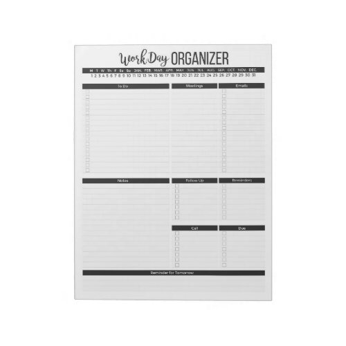 Daily Work Organizer Planner Notepad