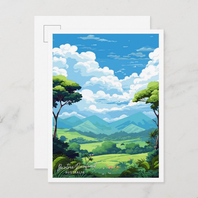 Daintree Rainforest Australia Vintage illustration Postcard (Front/Back)