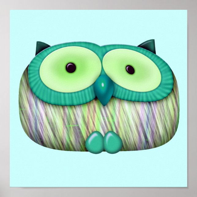 dainty aqua owl poster (Front)