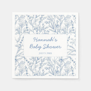 Dainty Blue Personalized Baby Shower Napkins