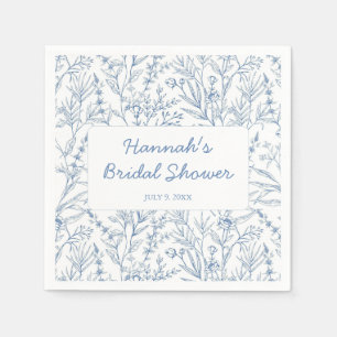 Dainty Blue Personalized Bridal Shower Napkins