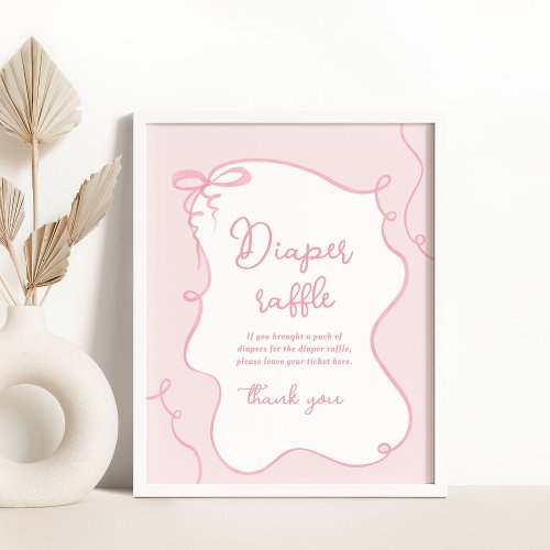 Dainty Bow wavy pink diaper raffle Poster
