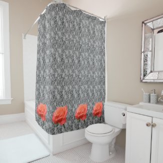 Dainty Bridal Lace with Rose  Border Shower Curtain