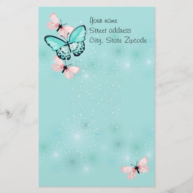 Dainty Butterflies Personalized Stationery (Front)