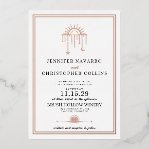 Dainty Celestial with Details Wedding Invitation Foil Invitation
