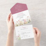 Dainty Colorful Wildflowers in Pastel Hues Wedding All In One Invitation