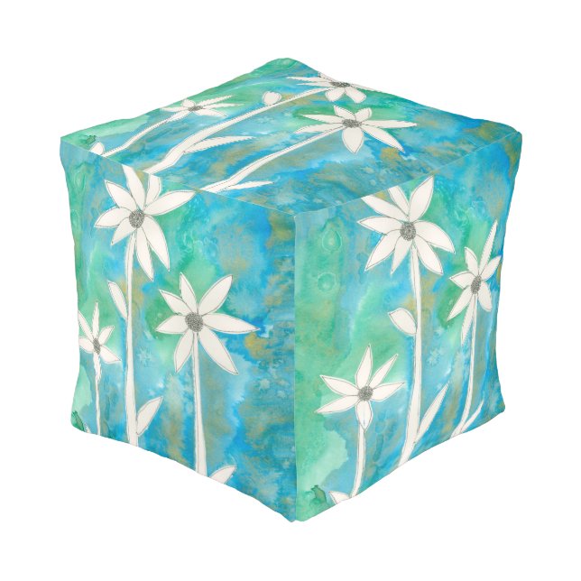 Dainty Daisies I Pouf (Angled Front)