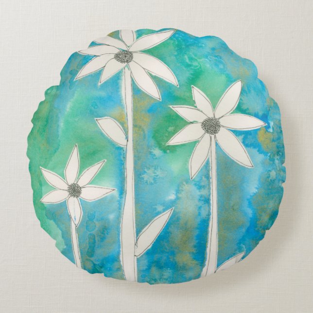 Dainty Daisies I Round Pillow (Front)