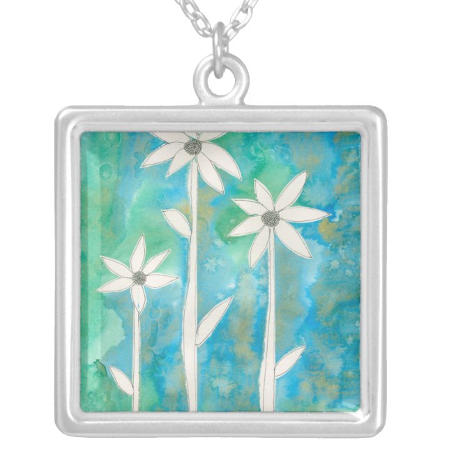 Dainty Daisies I Silver Plated Necklace (Front)