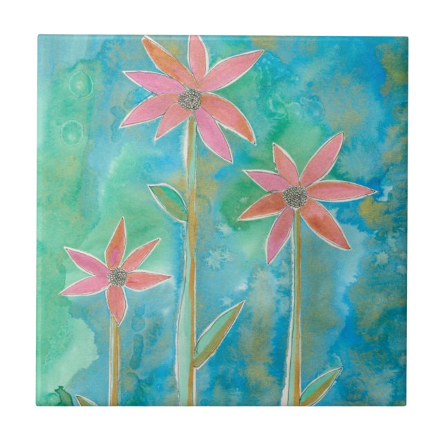 Dainty Daisies III Ceramic Tile (Front)