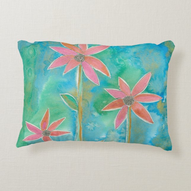Dainty Daisies III Decorative Pillow (Back)