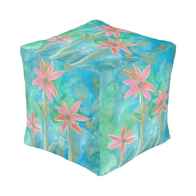 Dainty Daisies III Pouf (Angled Front)