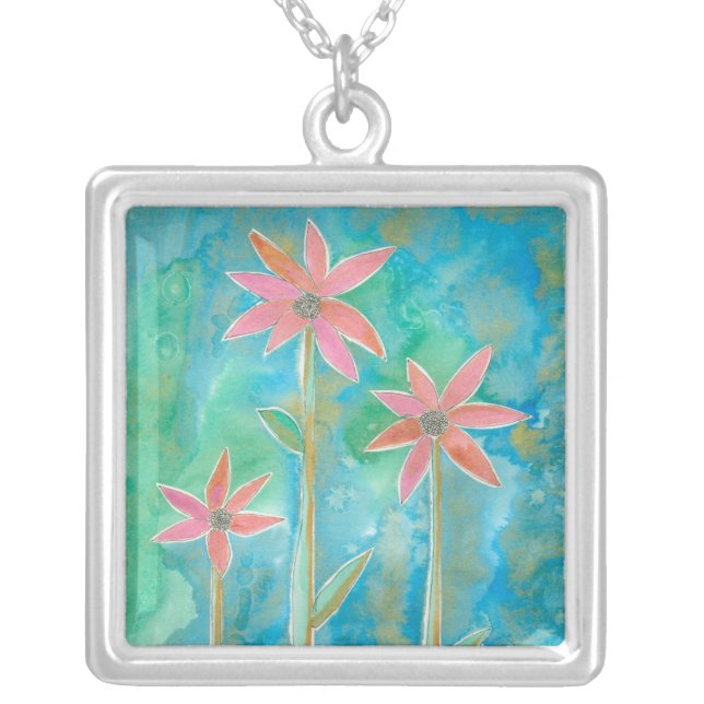 Dainty Daisies III Silver Plated Necklace (Front)