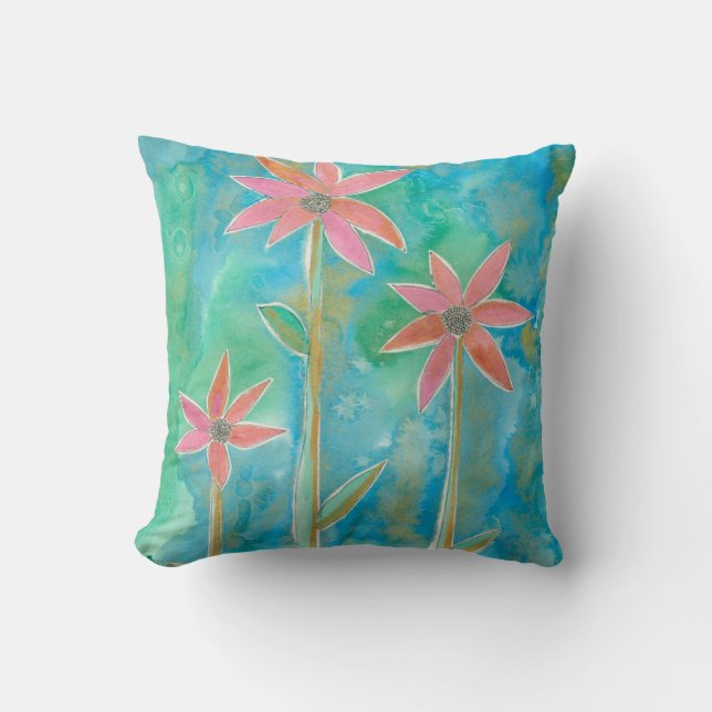 Dainty Daisies III Throw Pillow (Front)
