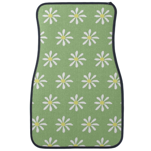 Dainty Daisy Car Floor Mats (Sage Green) (Front)