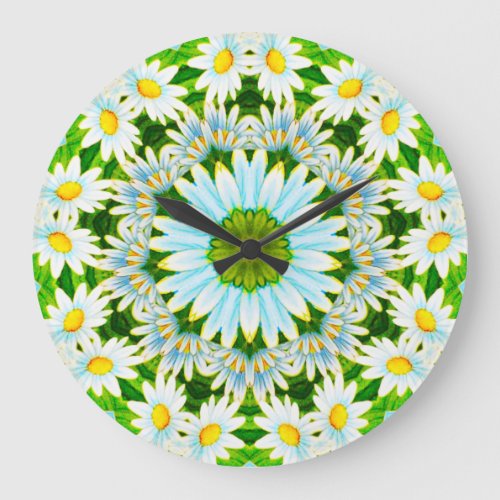 Dainty Daisy Delightful Fractal Large Clock