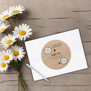 Dainty Daisy Minimalist Craft Baby Shower Classic Round Sticker