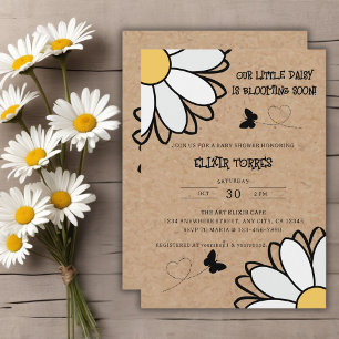 Dainty Daisy Minimalist Craft Baby Shower Invitation